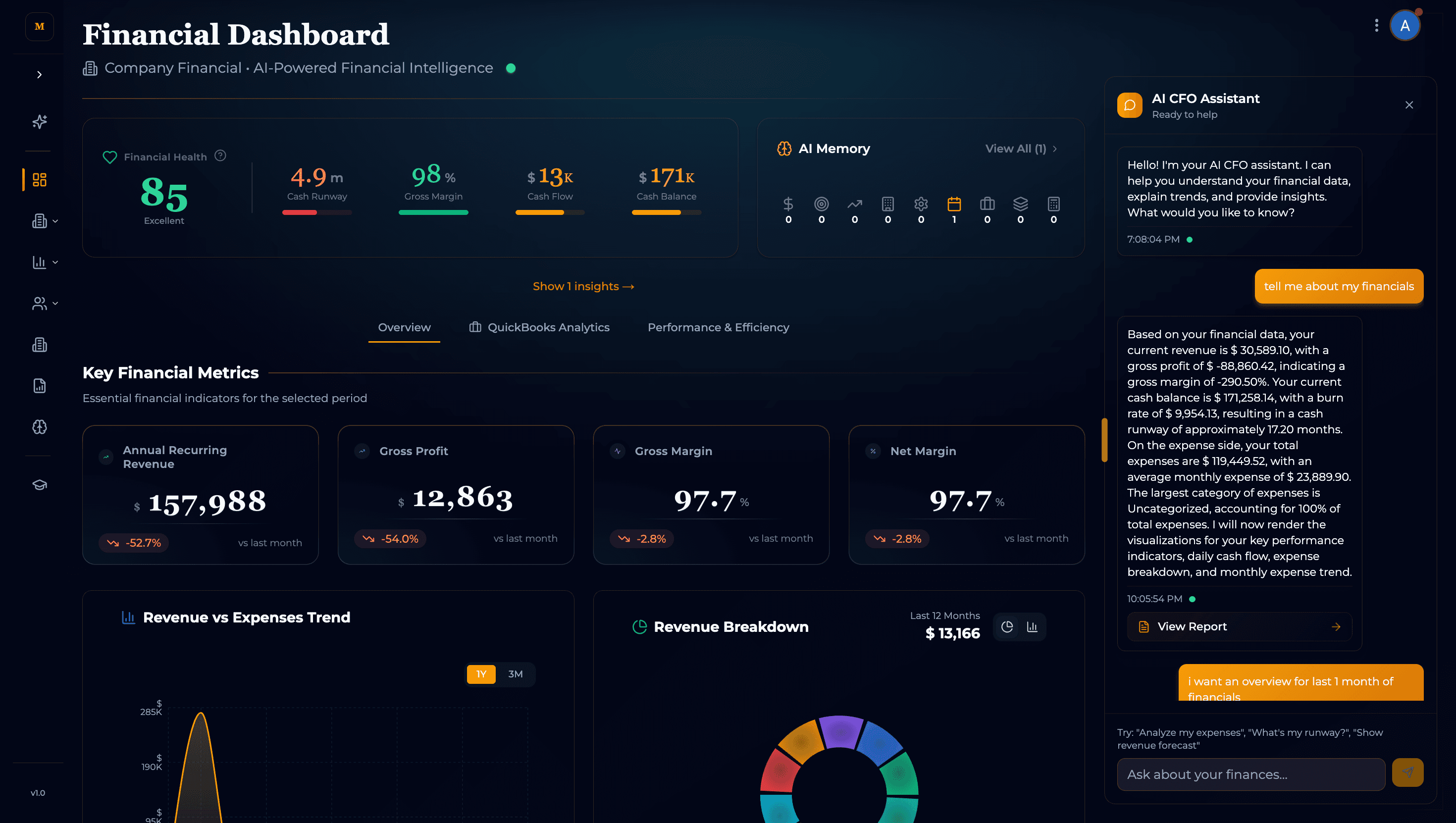 Midas Dashboard - Dark Theme